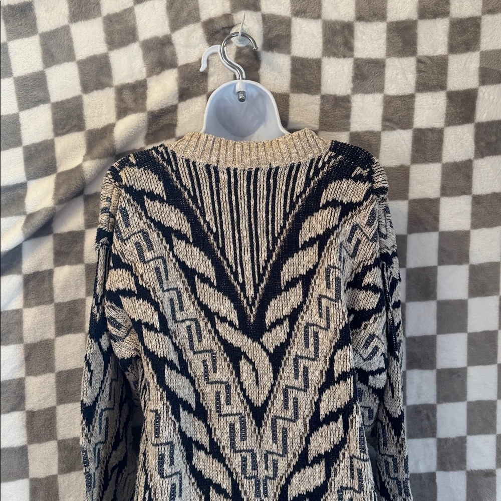 Crossings Men’s Y2K V Neck Chunky Knit Abstract Sweater Size M/Medium - Picture 8 of 11